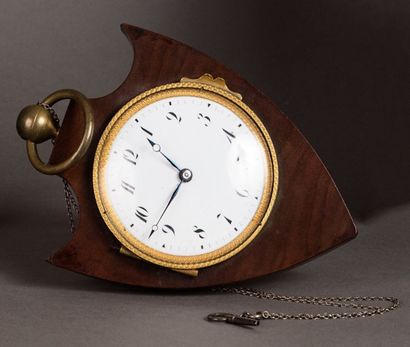Horloge d'alcôve en acajou et placage d'acajou...