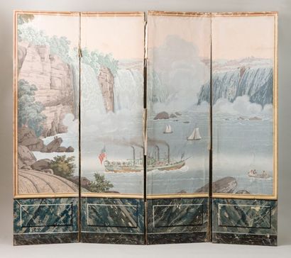 Paravent «Les chutes du Niagara» à quatre...