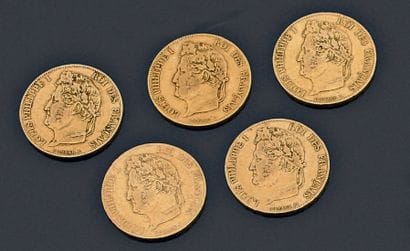 France

Cinq pièces de 20 Francs or de 1840.
Poids:32...