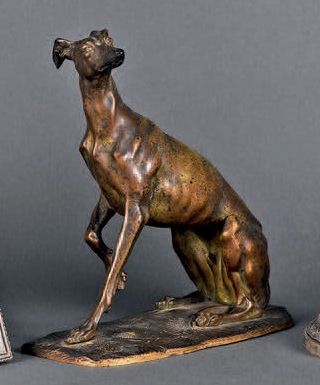 Sculpture en bronze à patine brune représentant...