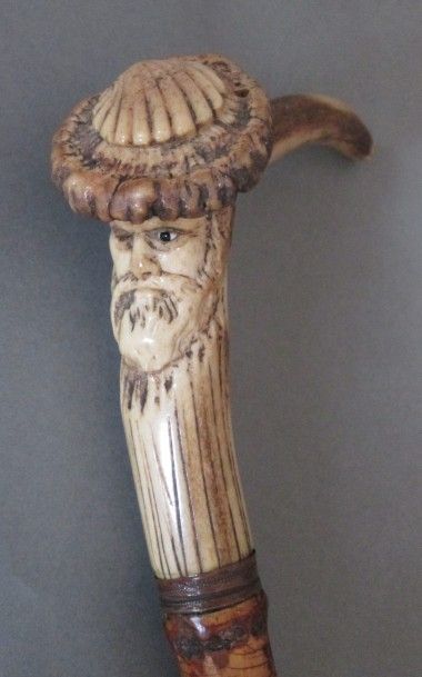 Canne épée en bambou à poignée en bois de...