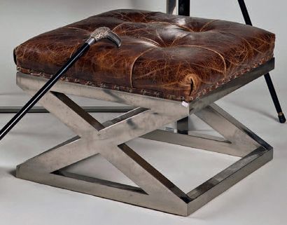 *Tabouret en X en tube de fonte d'aluminium...