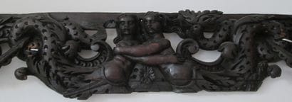 Six éléments de retable en chêne sculpté...