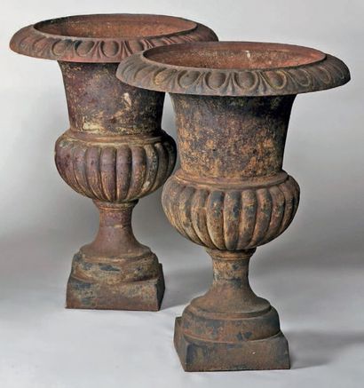 Paire de vases en fonte de forme Médicis...