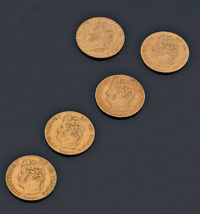 France

Cinq pièces de 20 Francs or (une...