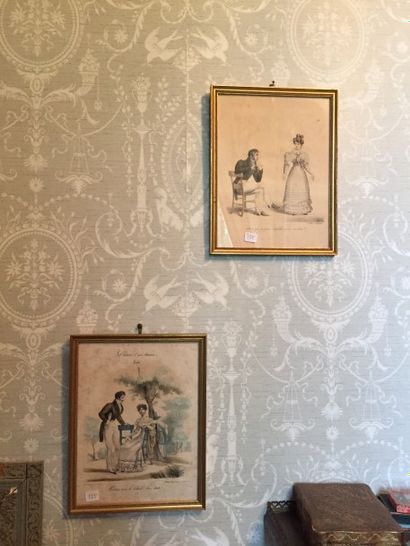Suite de 7 pièces encadrées 
