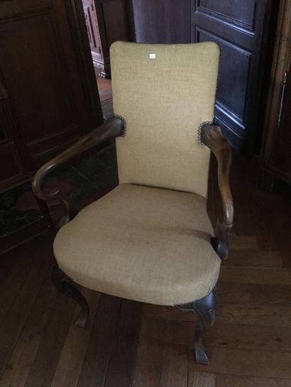Fauteuil de bureau en bois naturel, tissu...