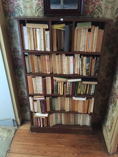 Bibliothèque en bois naturel.