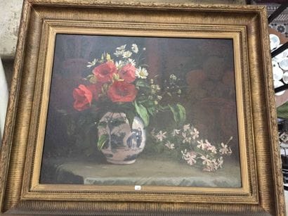 ANDRIEU Huile sur toile, bouquet de fleurs...