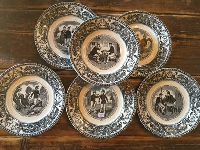 J.V. VIEILLARD et Cie. Bordeaux Six assiettes...