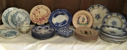 Ensemble d'assiettes diverses (Rouen, Vieillard,...