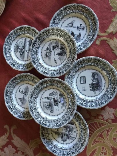 GIEN- Geoffroy et Cie 12 assiettes en faience...