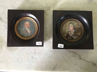 Deux miniatures représentant deux portraits...