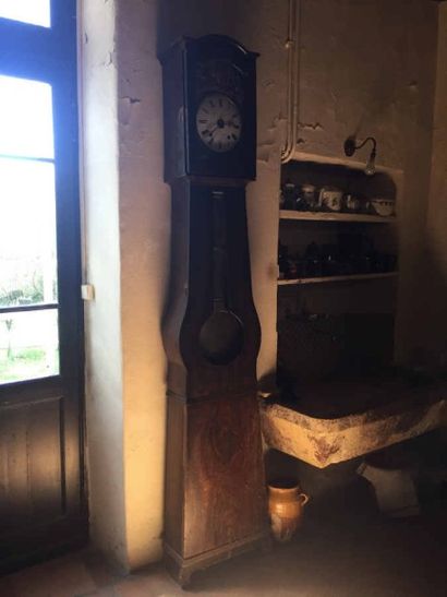 Horloge comtoise en bois naturel, cadran...