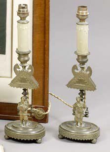 Paire de chandeliers en bronze doré, à décor...