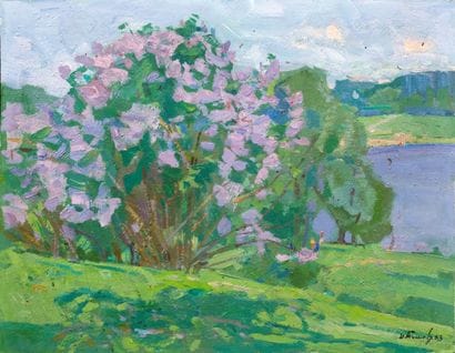 Arbre en fleur, 1963 Huile sur panneau signée...