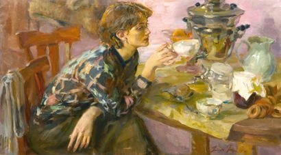 Le petit déjeuner, 99 Huile sur toile portant...