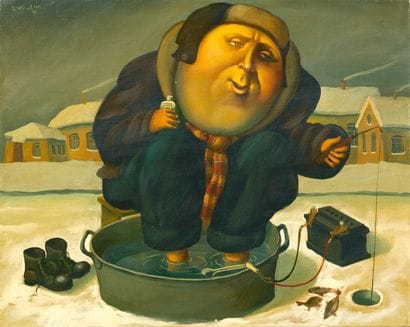 B. IVANOV
Le pêcheur en hiver, 03 Huile sur...