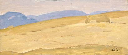 Les foins, 1961 Huile sur panneau monogrammée...