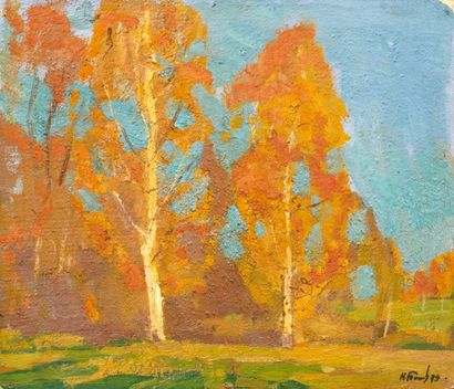 Arbres aux feuilles jaunes, 1979 Huile sur...