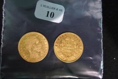 FRANCE

Lot de deux pièces de 10 francs or...