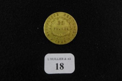 FRANCE

Une pièce de 20 francs or, 1806 A.

Lot...