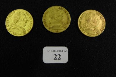 FRANCE

Lot de trois pièces de 20 francs...