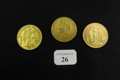 FRANCE

Lot de 3 pièces de 20 francs or (deux...