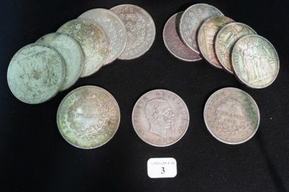 FRANCE

Lot de neuf pièces en argent de 50...