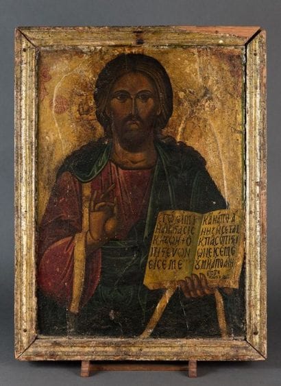 ICÔNE représentant le Christ Pantocrator...