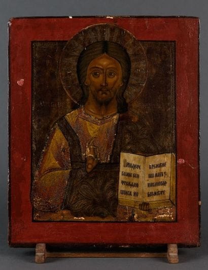 ICÔNE représentant le Christ Pantocrator...