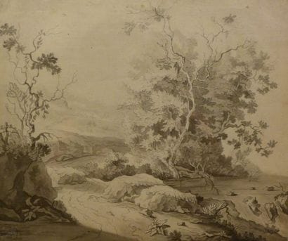 École FRANÇAISE du XVIIIe siècle

Paysage
Lavis...