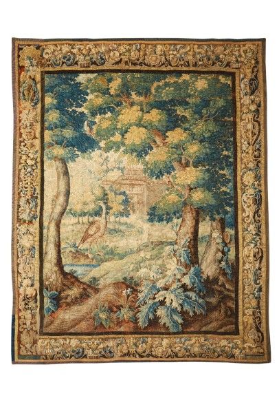 TAPISSERIE en laine. Verdure à décor d'un...