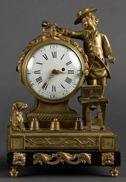 PENDULE dite au «joueur de bonneteau» en...