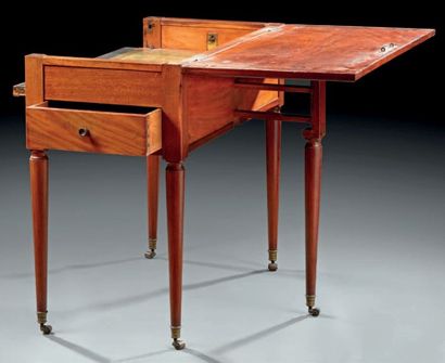 TABLE BUREAU À TRANSFORMATION en acajou et...