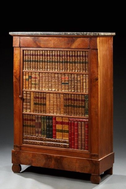 MEUBLE BIBLIOTHÈQUE ouvrant par un grand...