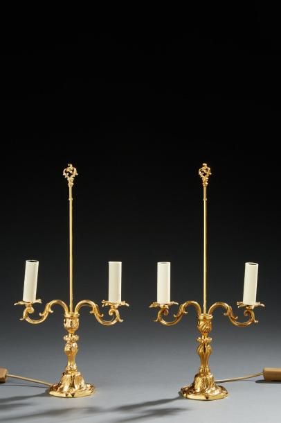 Paire de petites lampes bouillote de style...