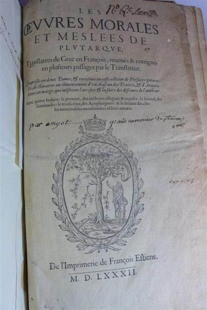 [PLUTARQUE]
Les Oeuvres morales et meslées...