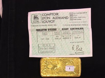 Un lingot d'or n° 717 194
Poids indiqué 999,4...