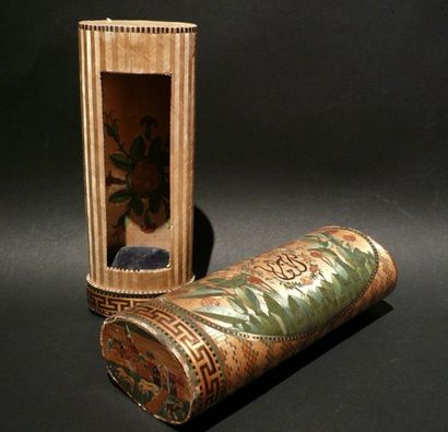 Étui en marqueterie de paille. (accident...