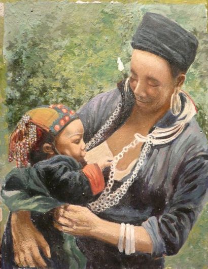 École du XXe siècle
Femme allaitant un enfant...