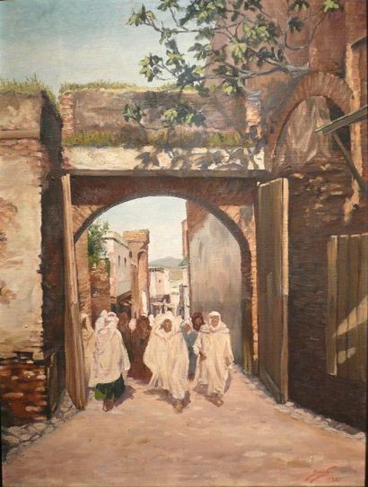 BURKS
Porte de village, 1930 Toile signée...
