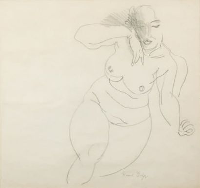 Raoul DUFY (1877-1953)-Nu assis Crayon noir...