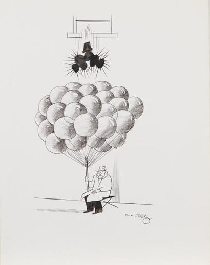 Henri MOREZ (1922-2017)

Le marchand de ballons

Encre...