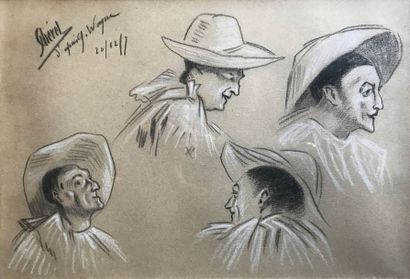 Jules CHÉRET (1836-1932)
Etude de clowns...