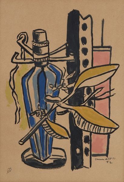 D'après Fernand LEGER
La bouteille bleue,...