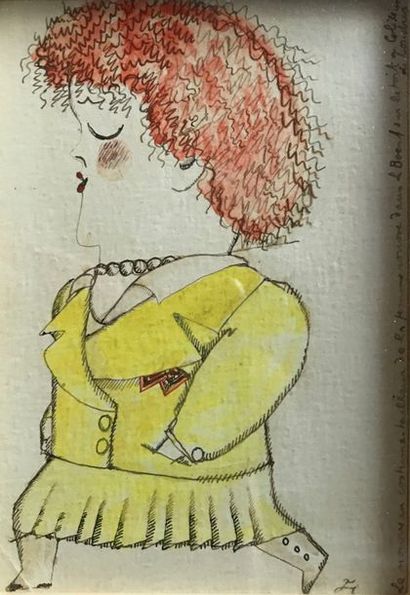 Attribué à Jean Cocteau
Dame rousse 