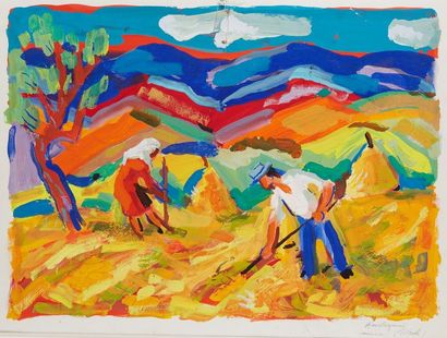 Pierre AMBROGIANI (1907-1985)
Moissons Gouache...