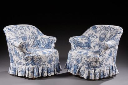 Paire de bergères confortables. Housses en...