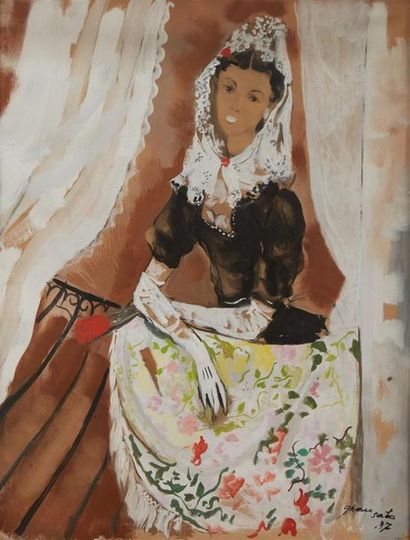 Emilio GRAU-SALA (1911-1975)
Femme au balcon
Gouache,...